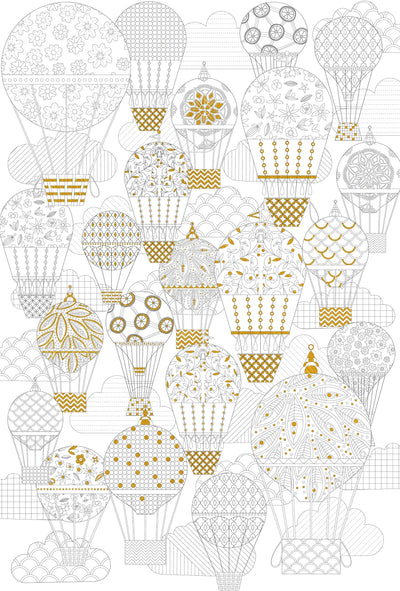 Hot Air Balloons Gold Foil Coloring Poster