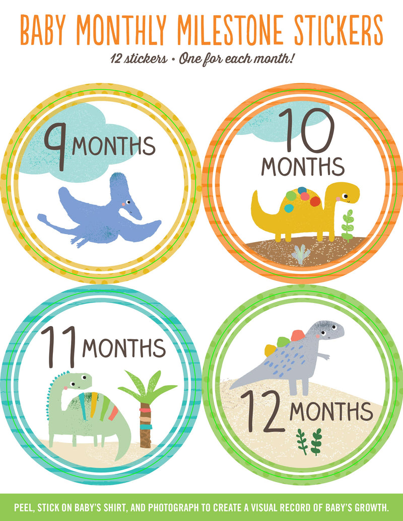 Baby Monthly Milestone Stickers - Dinosaurs