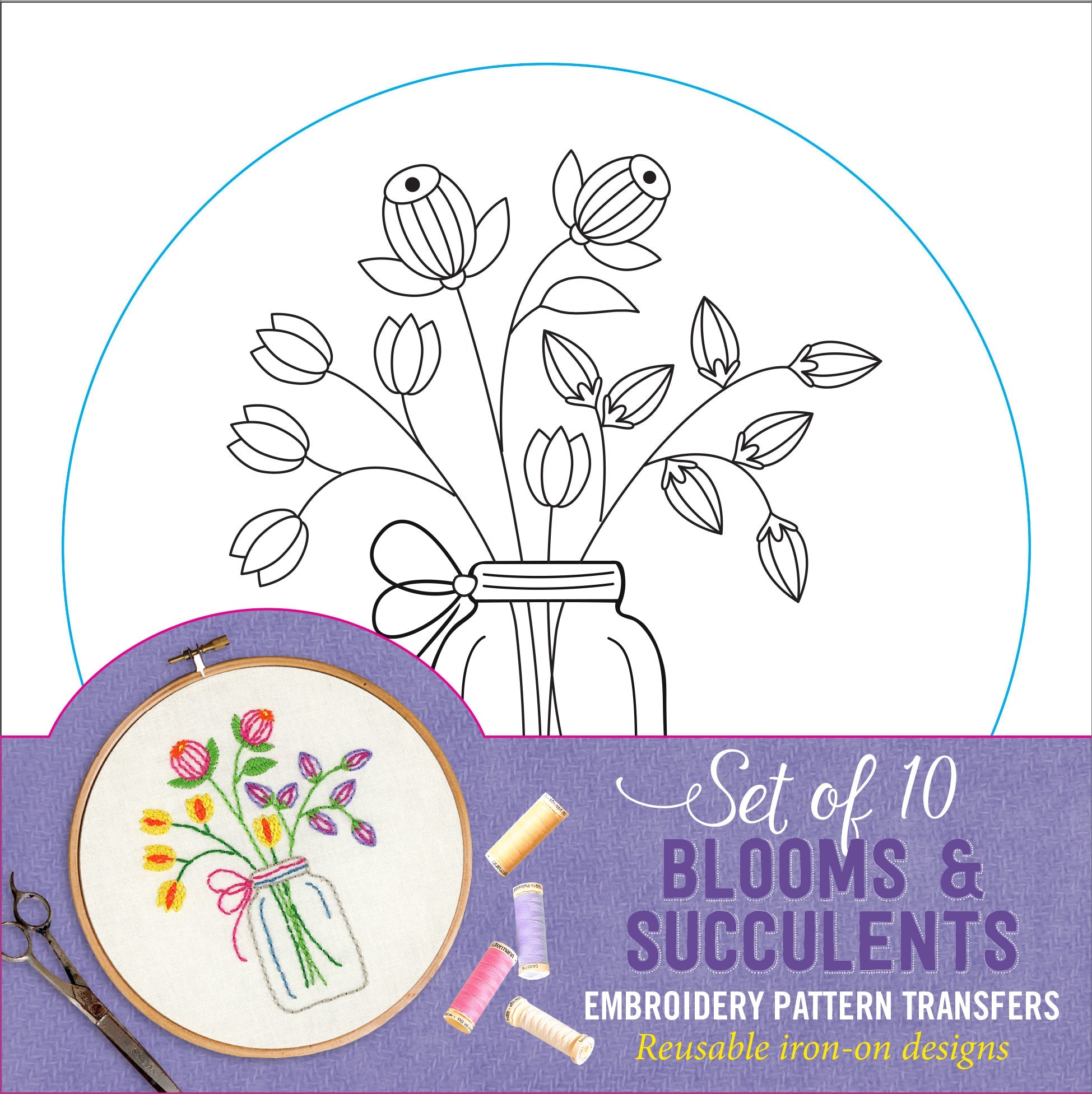 Blooms & Succulents Embroidery Pattern Transfers – Peter Pauper Press