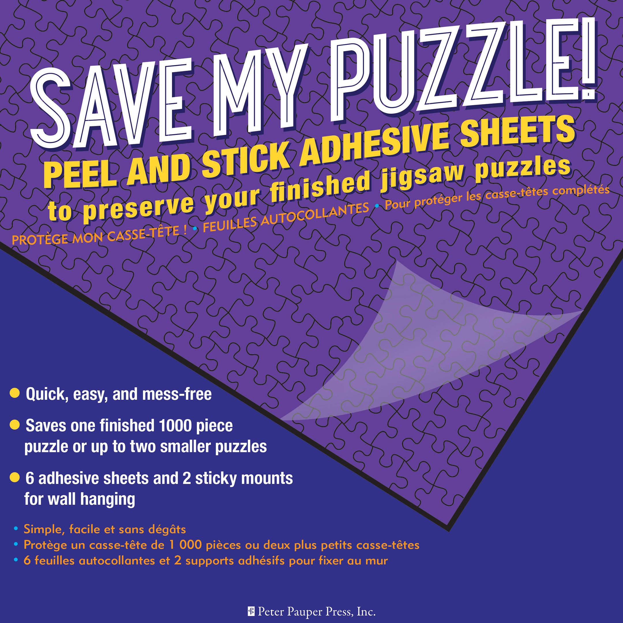 9 X 1000 Piece Puzzle Glue Sheets Clear Saver Peel and Stick 54