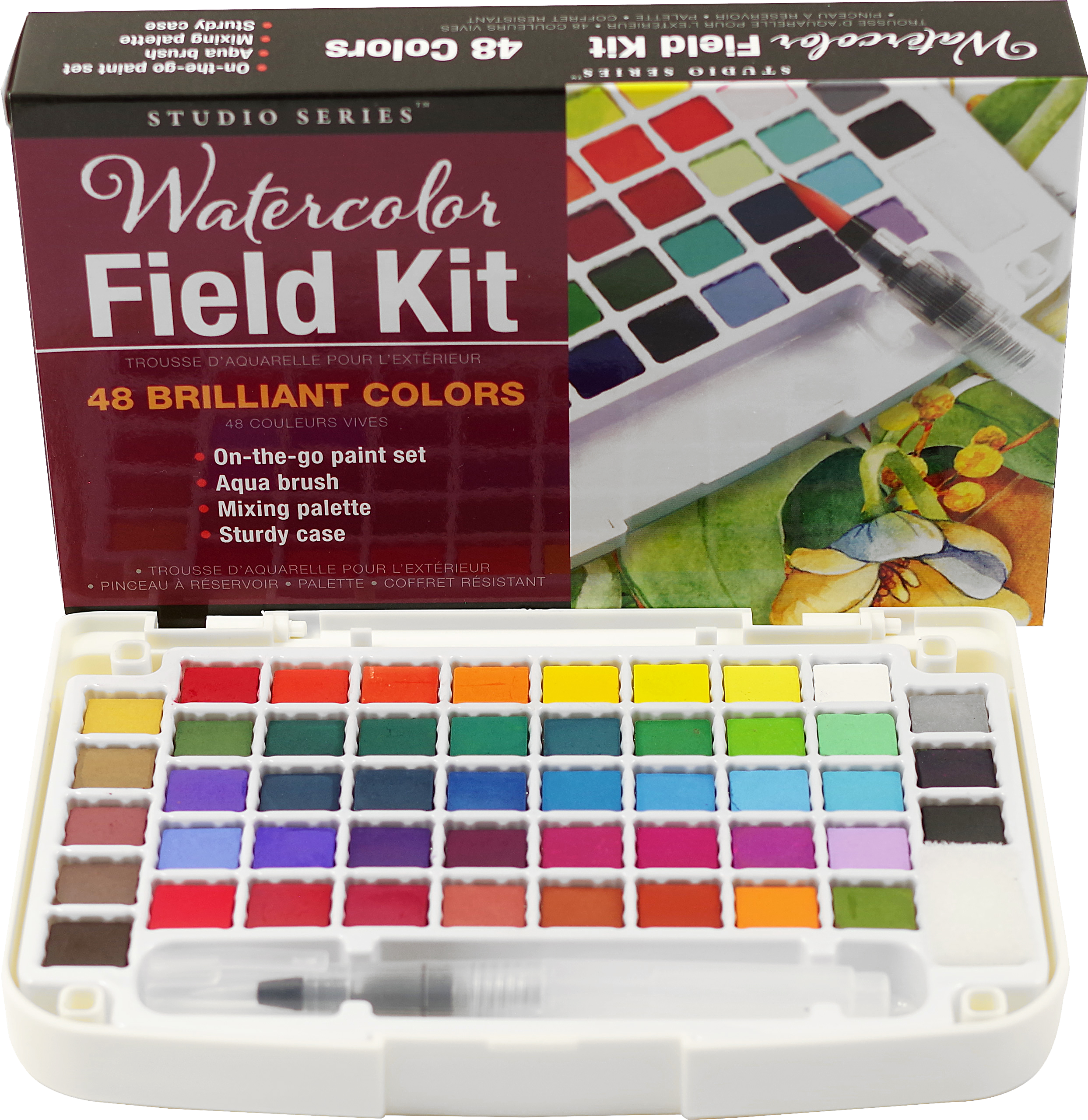 Watercolor kit in Tin Box - Set of 48 watercolor paint pieces