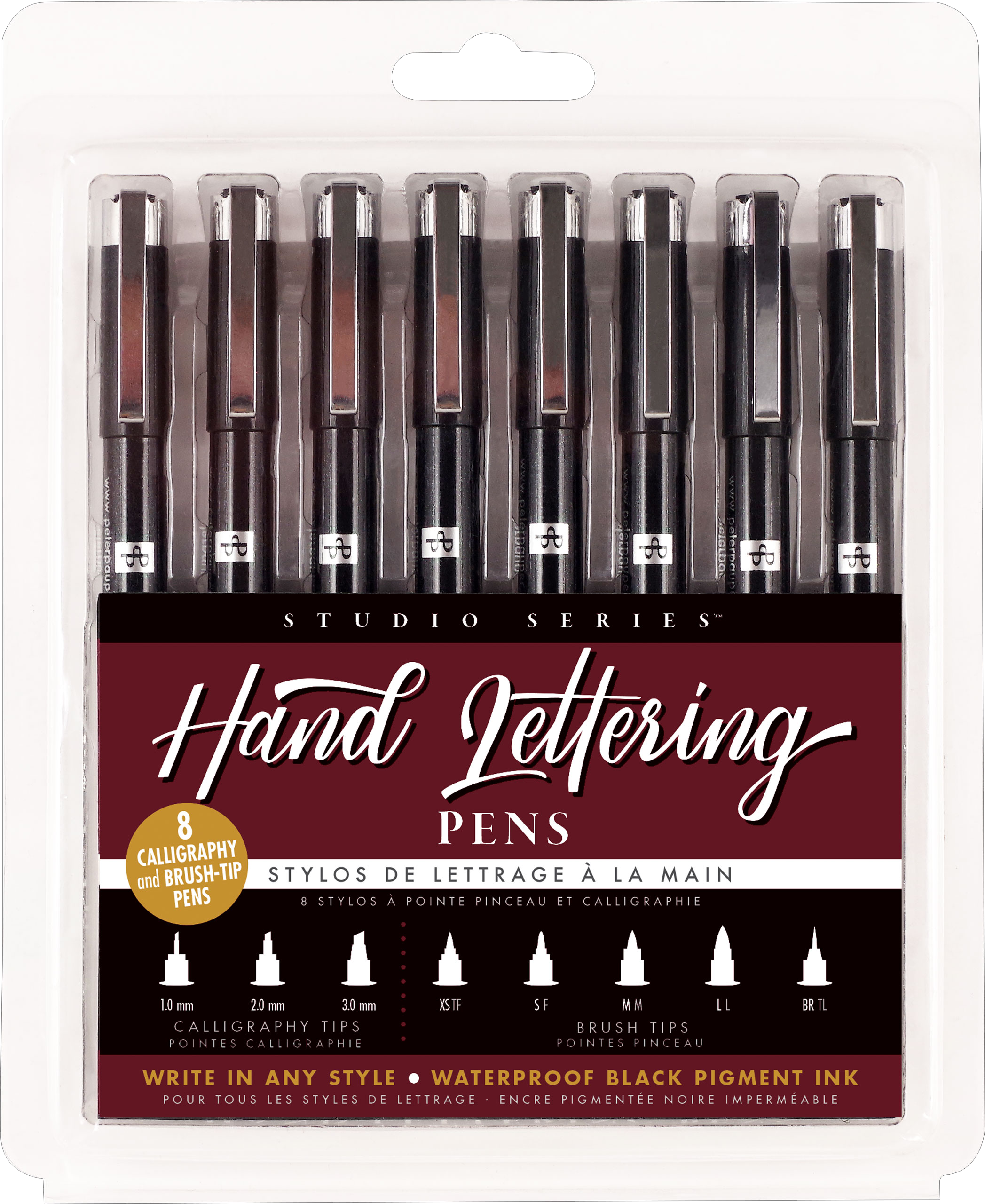 PETER PAUPER PRESS Studio Series Micro-Line Pigment Ink Pen Set (Set of 6)