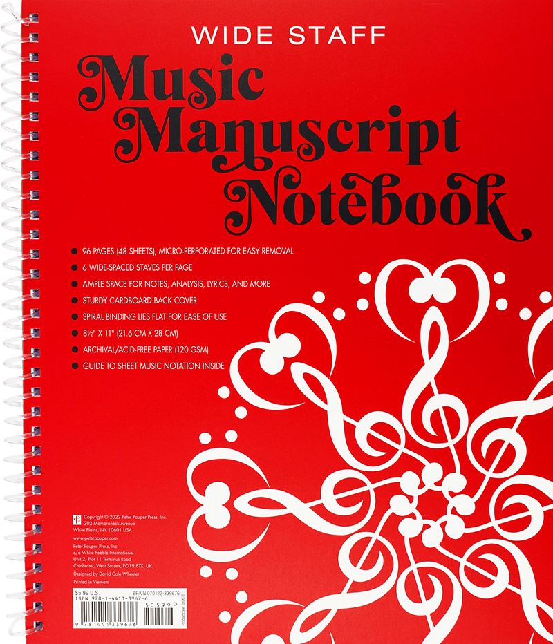 Music Manuscript Notebook (Wide Staff)