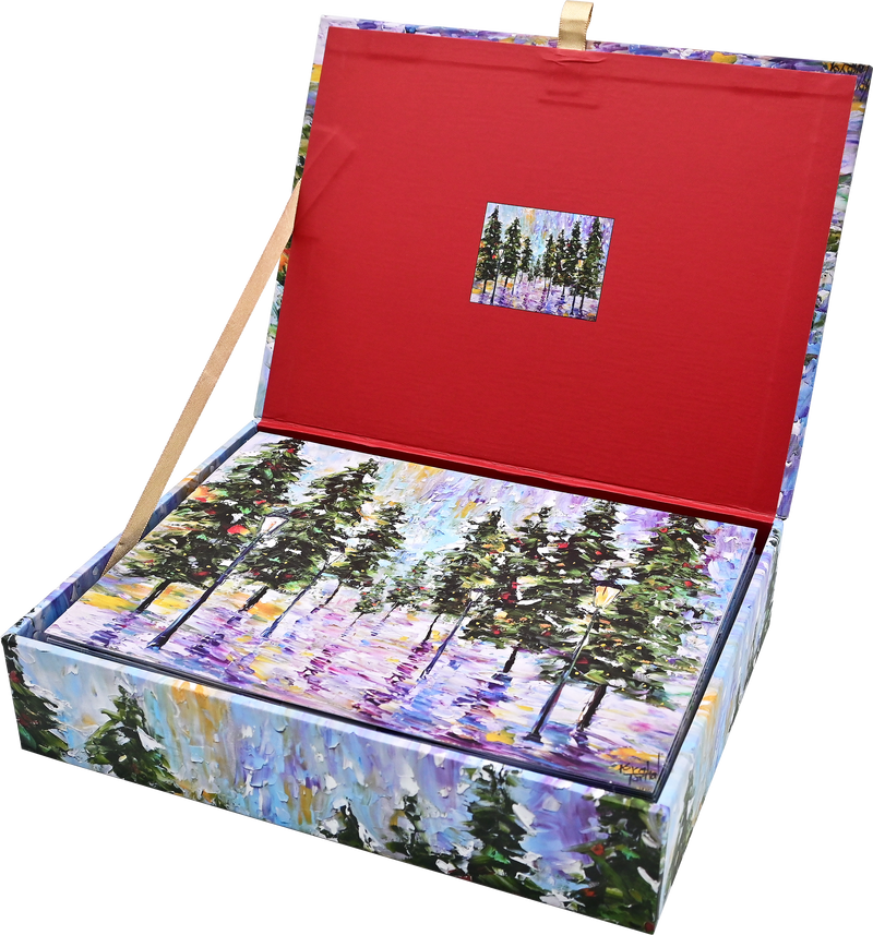 Pines in Moonlight Deluxe Boxed Holiday Cards