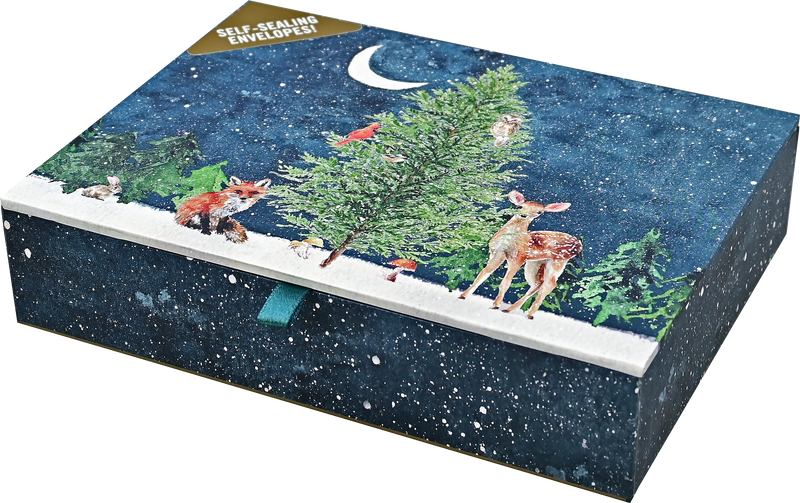 Moonlit Forest Friends Deluxe Boxed Holiday Cards