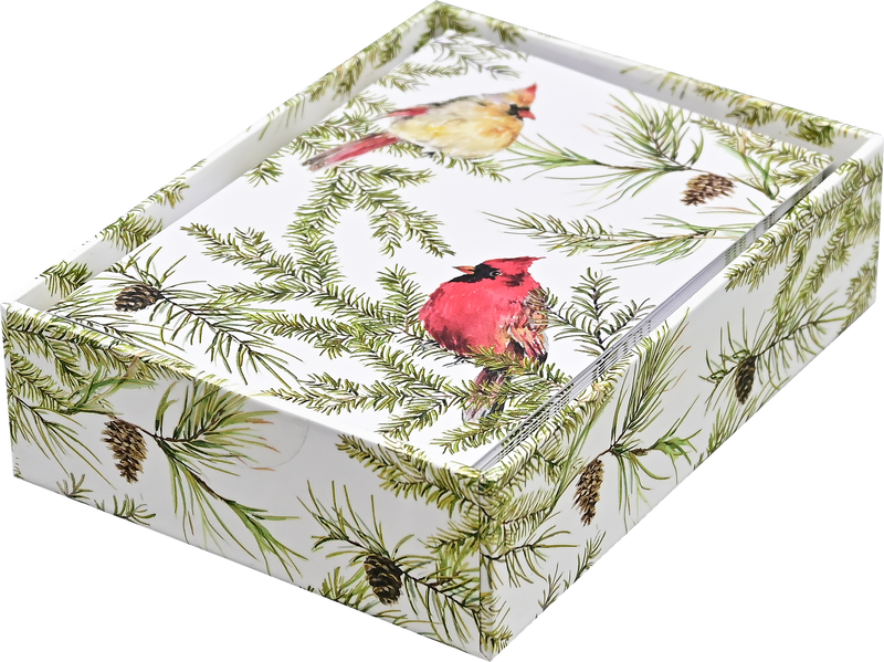 Cardinals in Evergreen Small Boxed Holiday Cards