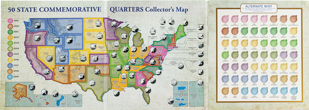 50-state-commemorative-quarters-collector-s-map-peter-pauper-press for Free Printable Printable State Quarter Collection Sheet 50 State Commemorative Quarters Collector's Map – Peter Pauper Press for Free Printable Printable State Quarter Collection Sheet