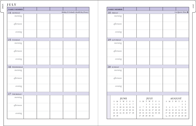 2026 Hydrangeas Family Weekly Planner