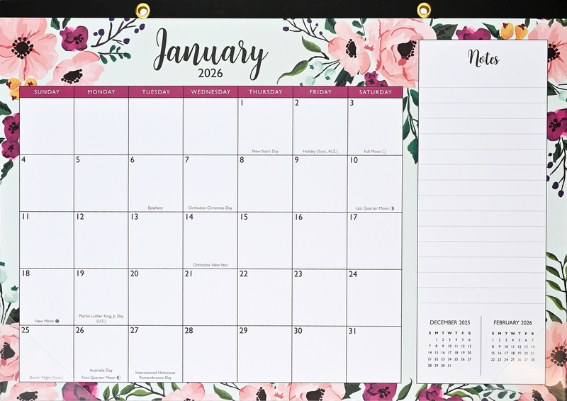 2026 Floral Desk Pad and Wall Calendar