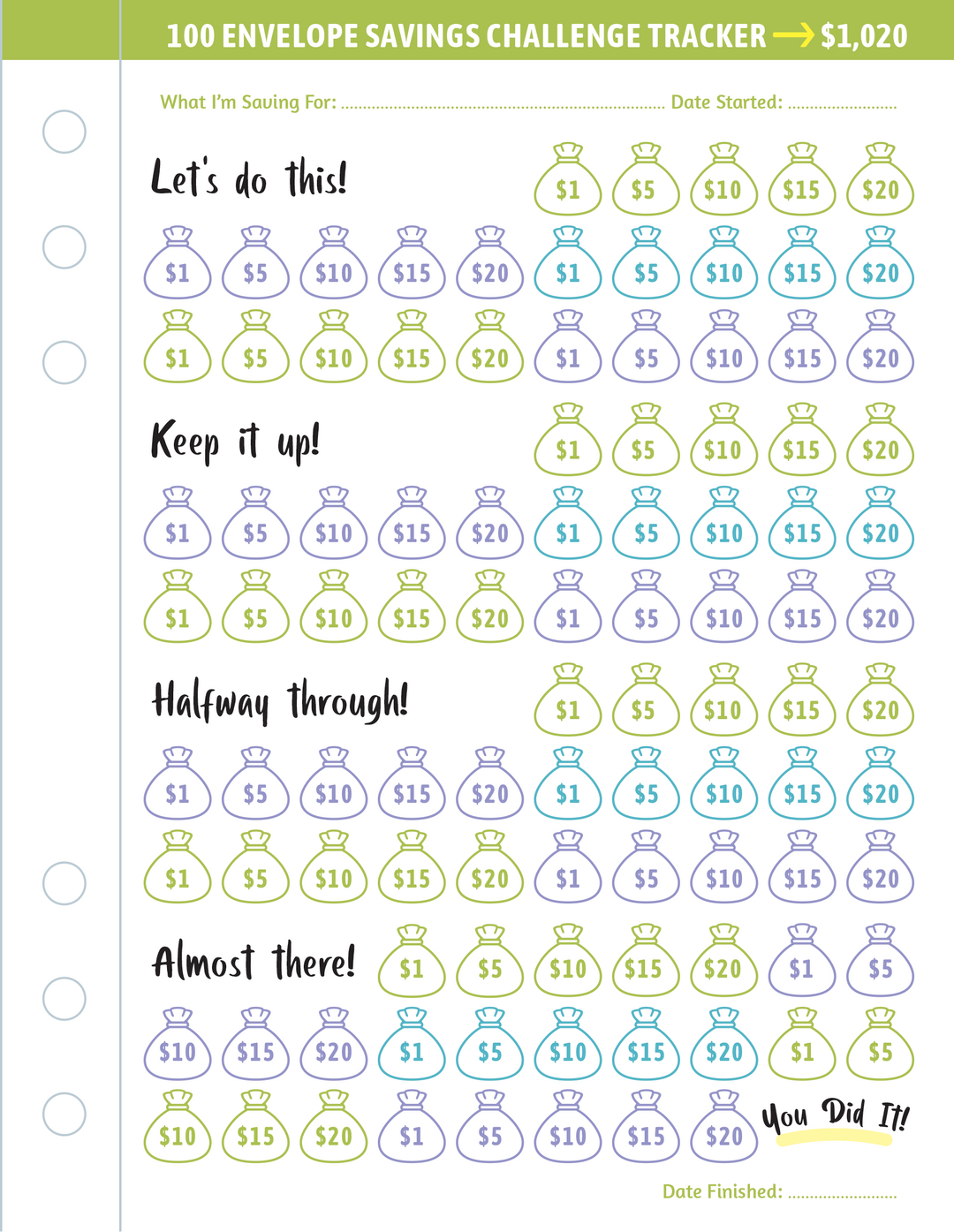 My 100 Envelope Savings Challenge Binder – Peter Pauper Press for 100 Envelope Savings Challenge Tracker Free Printable