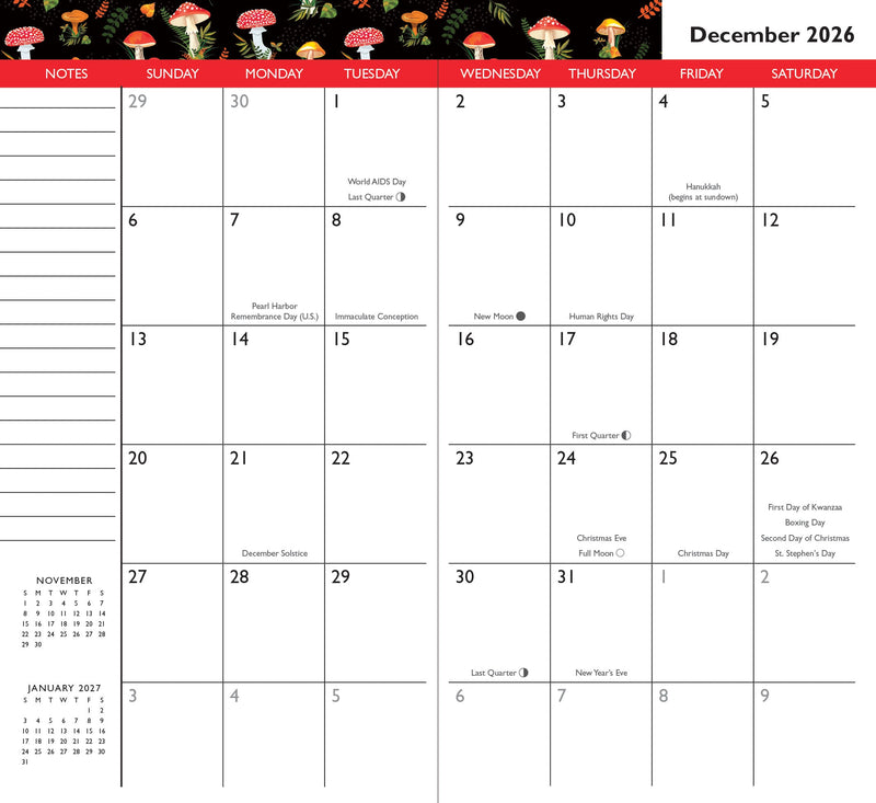 2026-27 Mushrooms 2-Year Pocket Planner