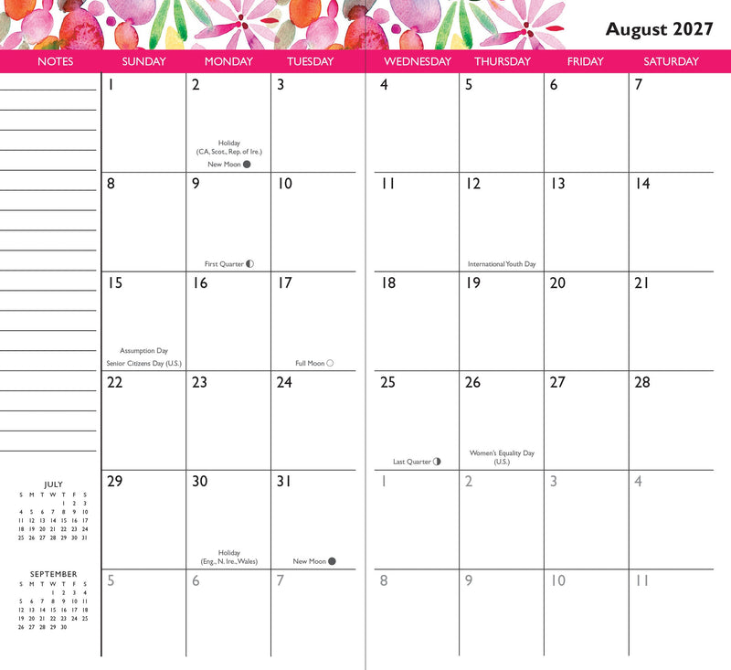 2026-27 Watercolor Garden 2-Year Pocket Planner