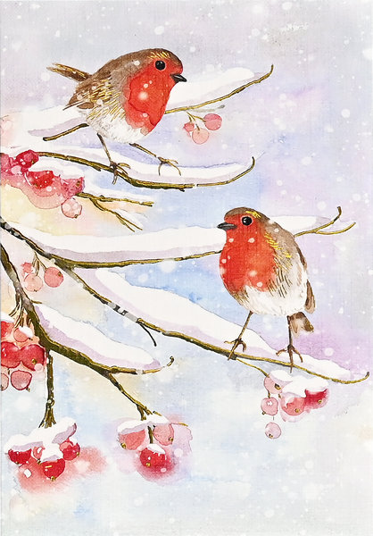 English Robins in Snow Small Boxed Holiday Cards – Peter Pauper Press