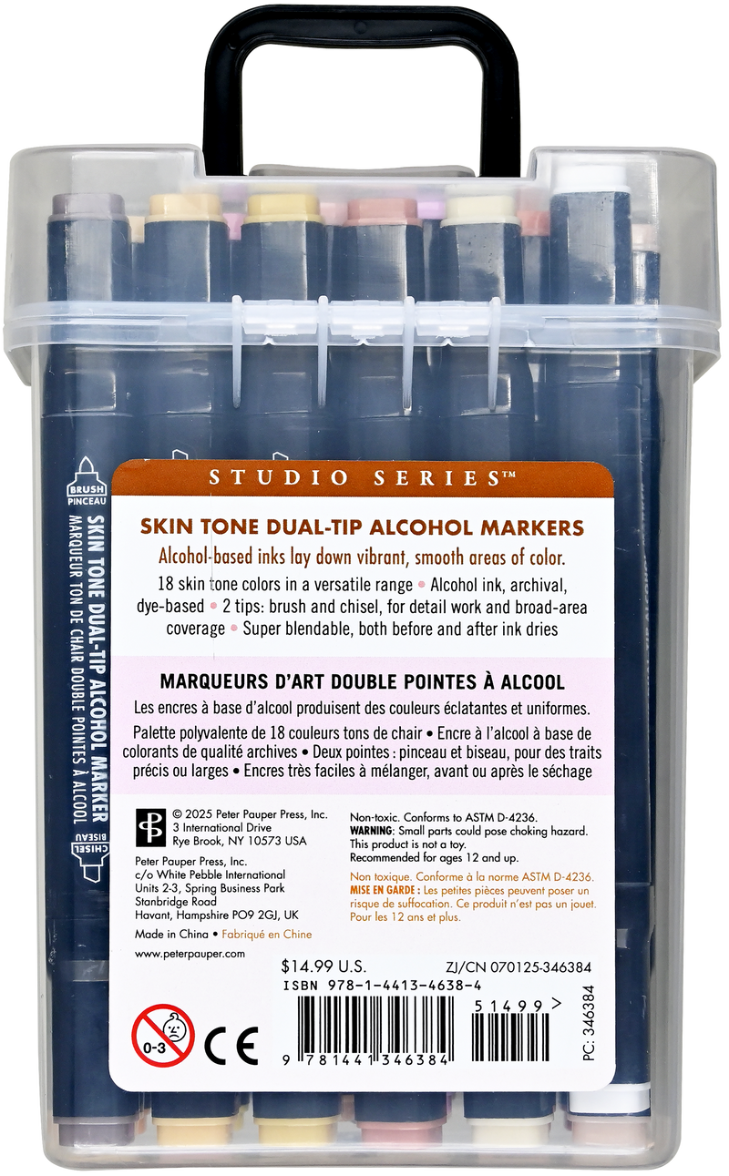Studio Series Dual-Tip Skin Tone Alcohol Markers (Set of 18 colors)