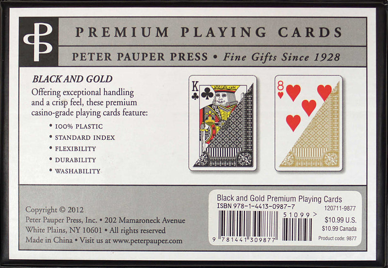 Black &amp; Gold Premium Plastic Playing Cards (Standard Size)