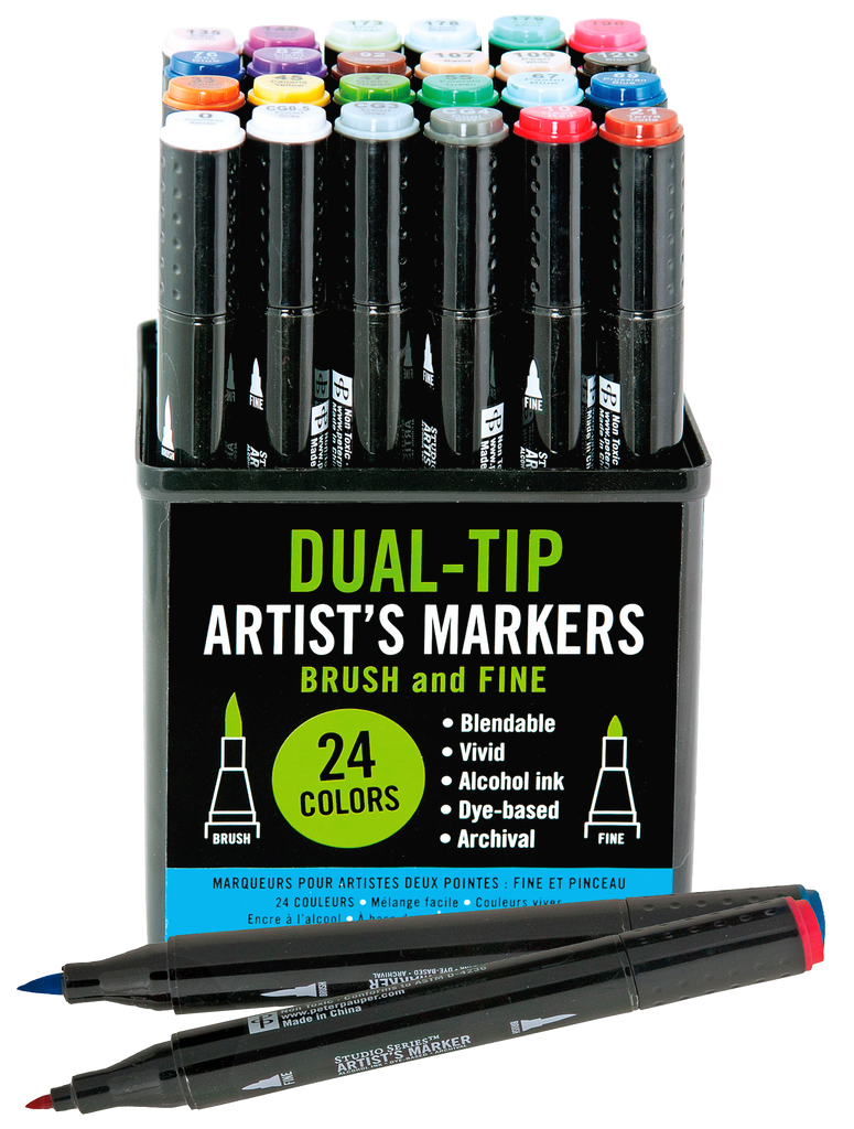 Studio Series Professional Alcohol Markers (Dual-Tip Set of 24