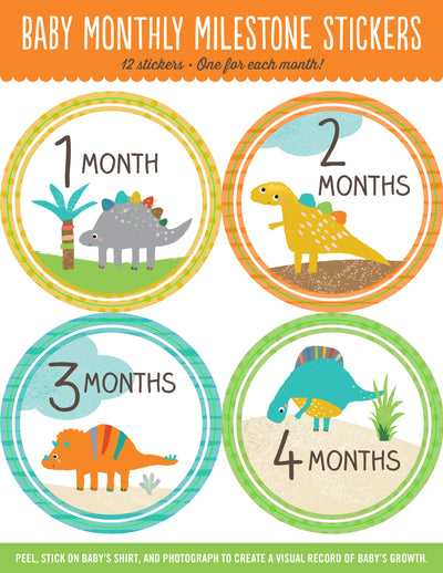 Baby Monthly Milestone Stickers - Dinosaurs