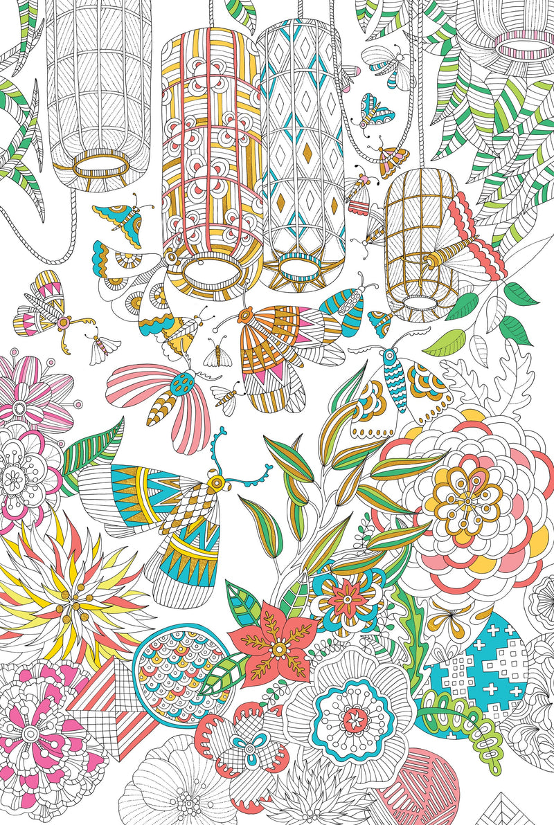 Zen Garden Gold Foil Coloring Poster