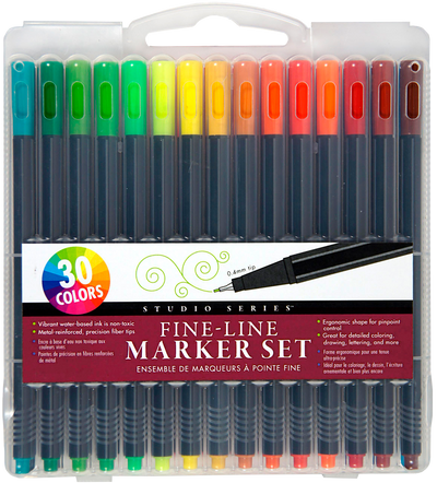 Studio Series Fine-Line Marker Set (30 colors, 0.4mm tip)