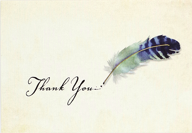 Watercolor Quill Thank You Notes