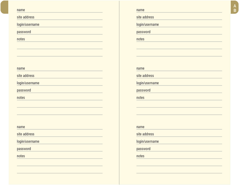 Marble Internet Address & Password Logbook