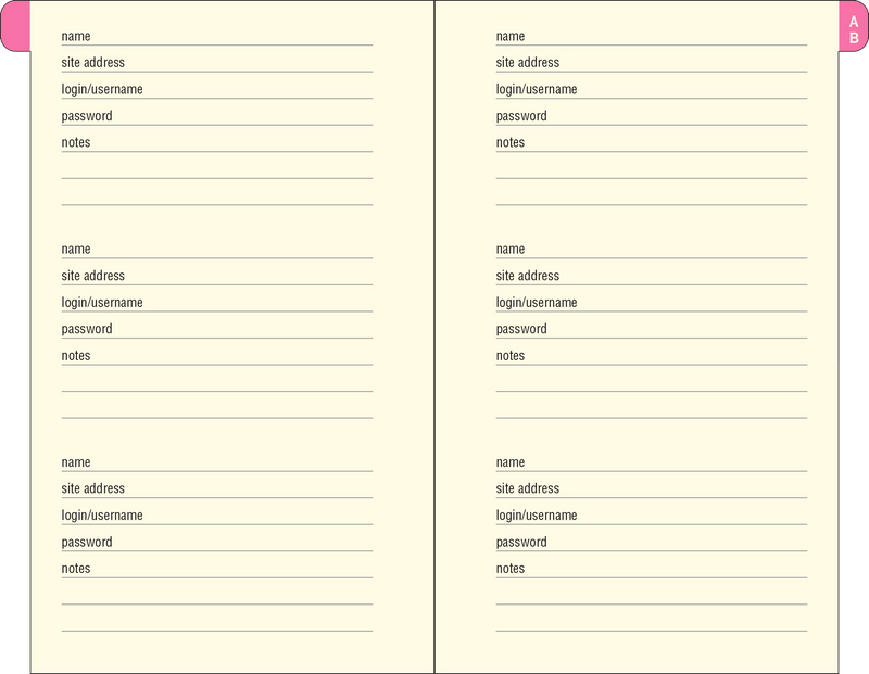 Blossoms & Bluebirds Internet Address & Password Logbook
