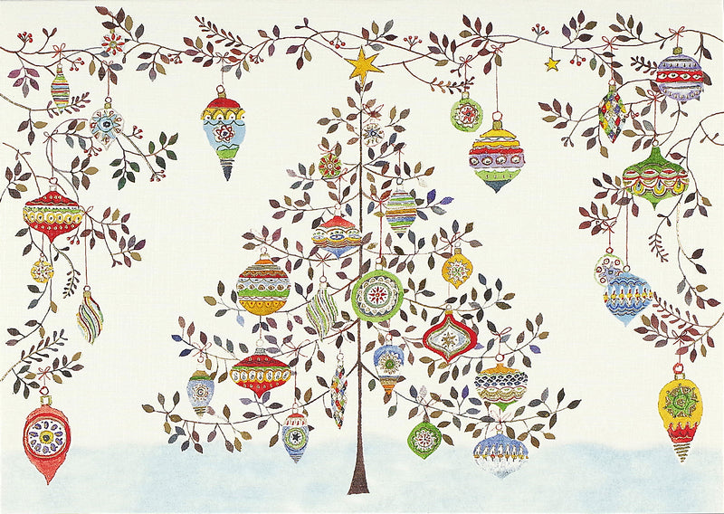 Watercolor Ornament Tree Deluxe Boxed Holiday Cards