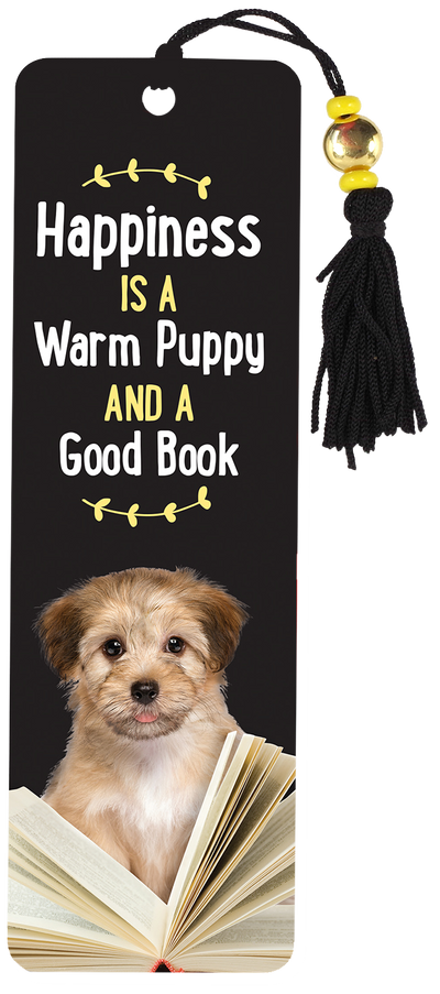 Happiness Is a Warm Puppy and a Good Book Beaded Bookmark