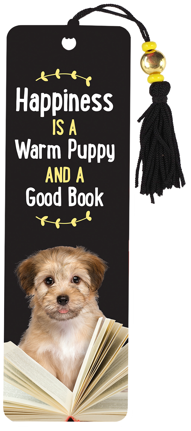 Happiness Is a Warm Puppy and a Good Book Beaded Bookmark