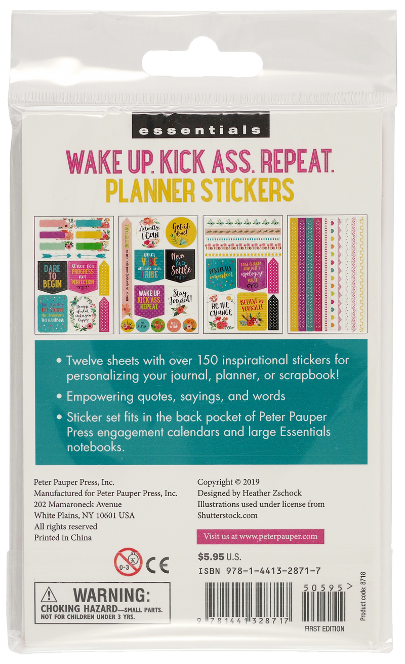 Essentials Wake Up, Kick Ass, Repeat. Planner Stickers