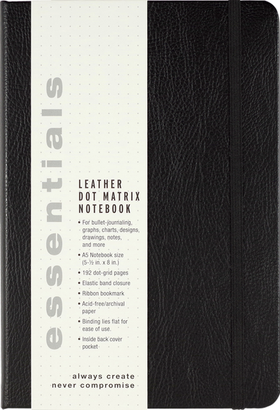 Essentials Leather Dot Matrix Notebook, Large, A5 Size