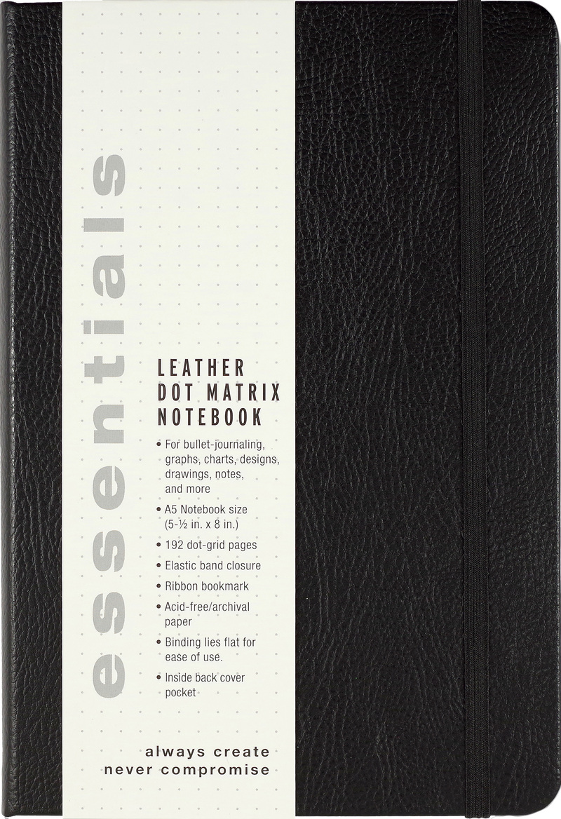 Essentials Leather Dot Matrix Notebook, Large, A5 Size