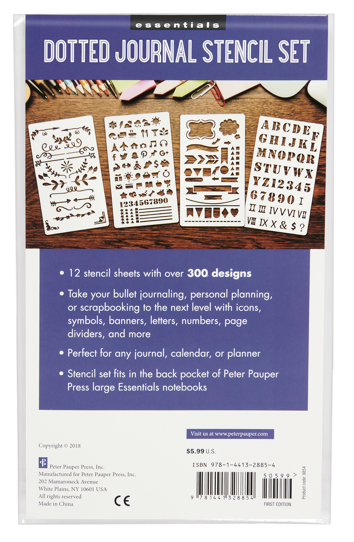 Metal Stencil Bookmark for Bullet Journals: Peter Pauper Press, Inc.:  9781441325860: : Office Products