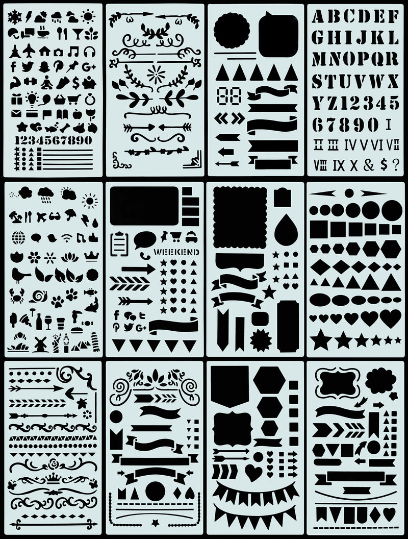 24pcs Journal Stencil Plr Set, Productivity Stencils For A5 Dotted Journals,  Savi