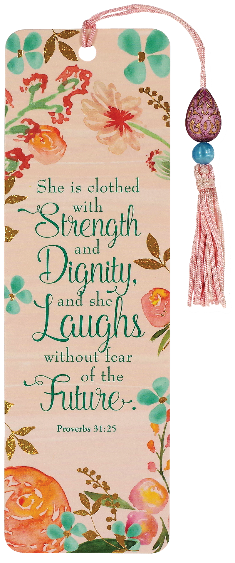 She Is Clothed with Strength and Dignity Beaded Bookmark