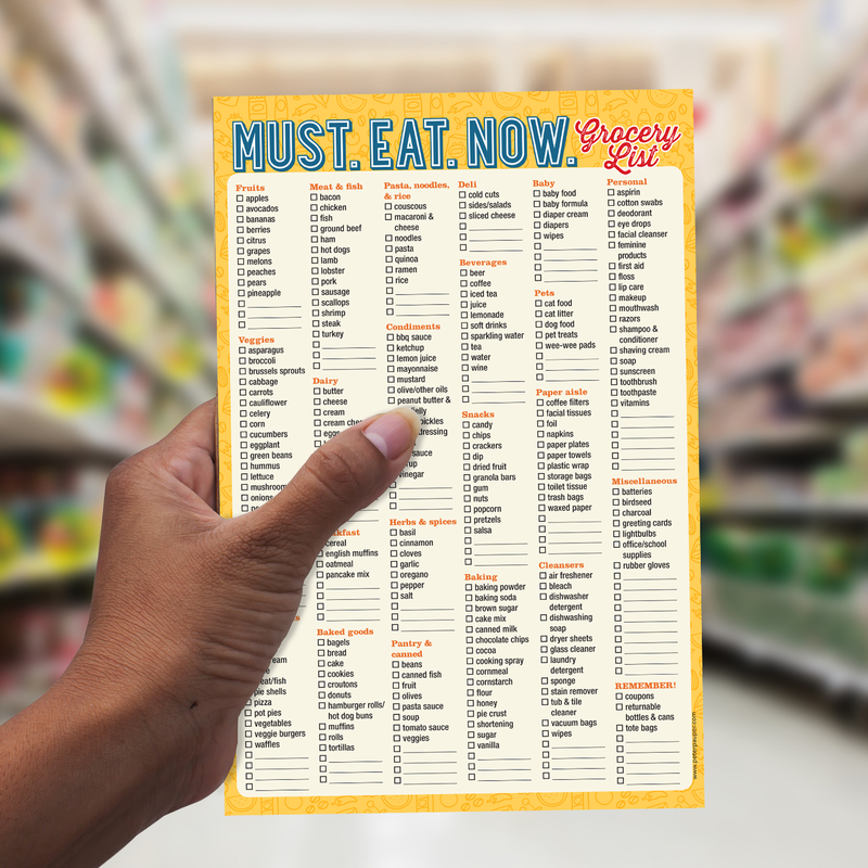 Must. Eat. Now. Grocery List Note Pad