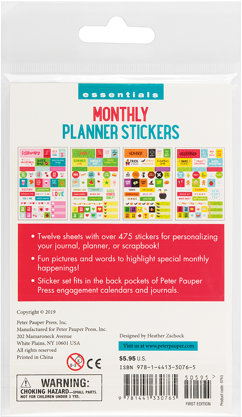 Essentials Month By Month Planner Stickers