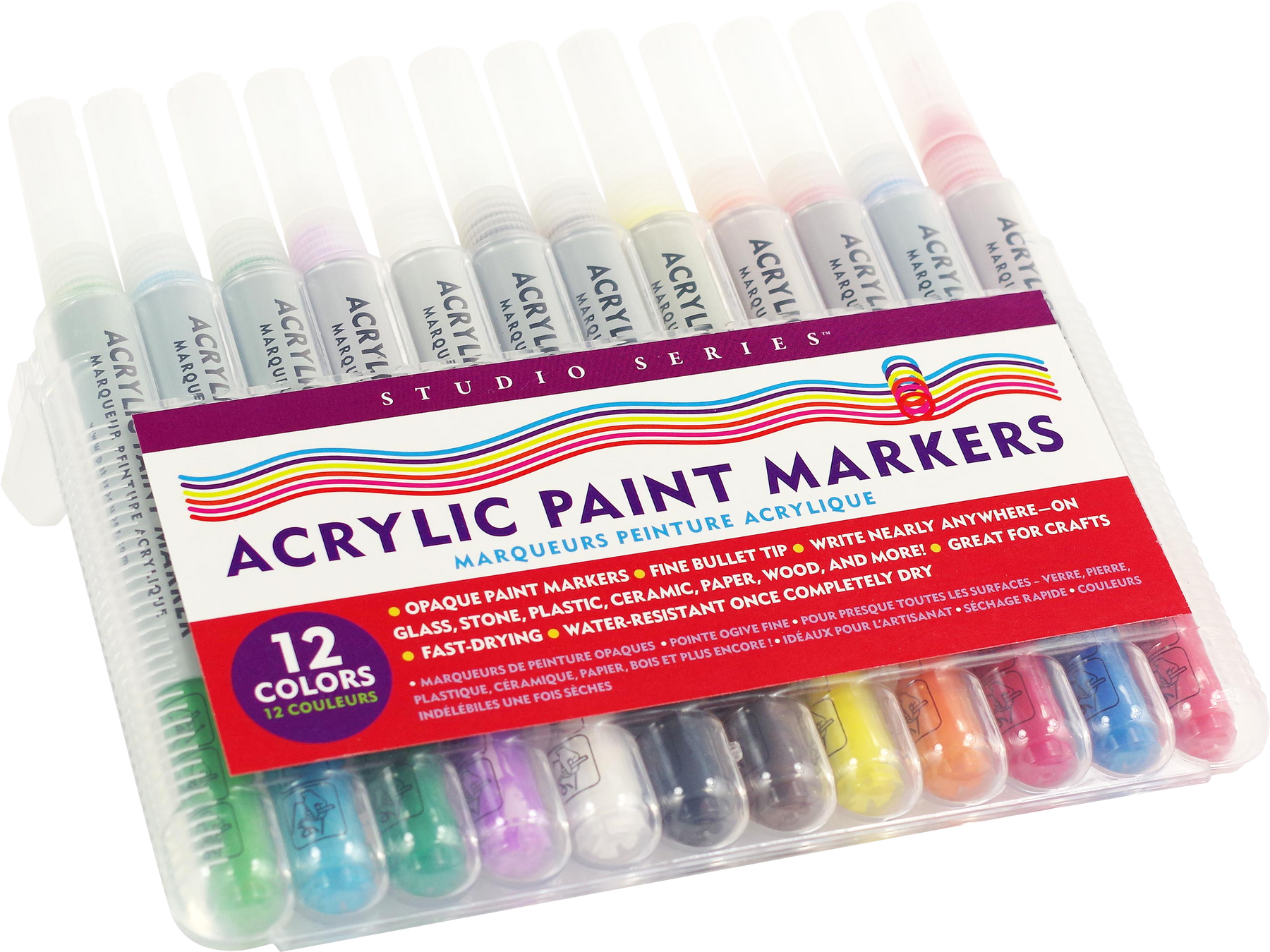 Guangna 12 Colors Dual Tip Acrylic Paint Markers, Paint Markers