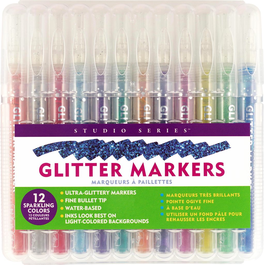 ZSCM 12 Colors Acrylic Glitter Markers Paint Pens, Rock Painting Pens  Markers Metallic Art Marker for Kids Adults Card Making Painting Glass  Ceramic