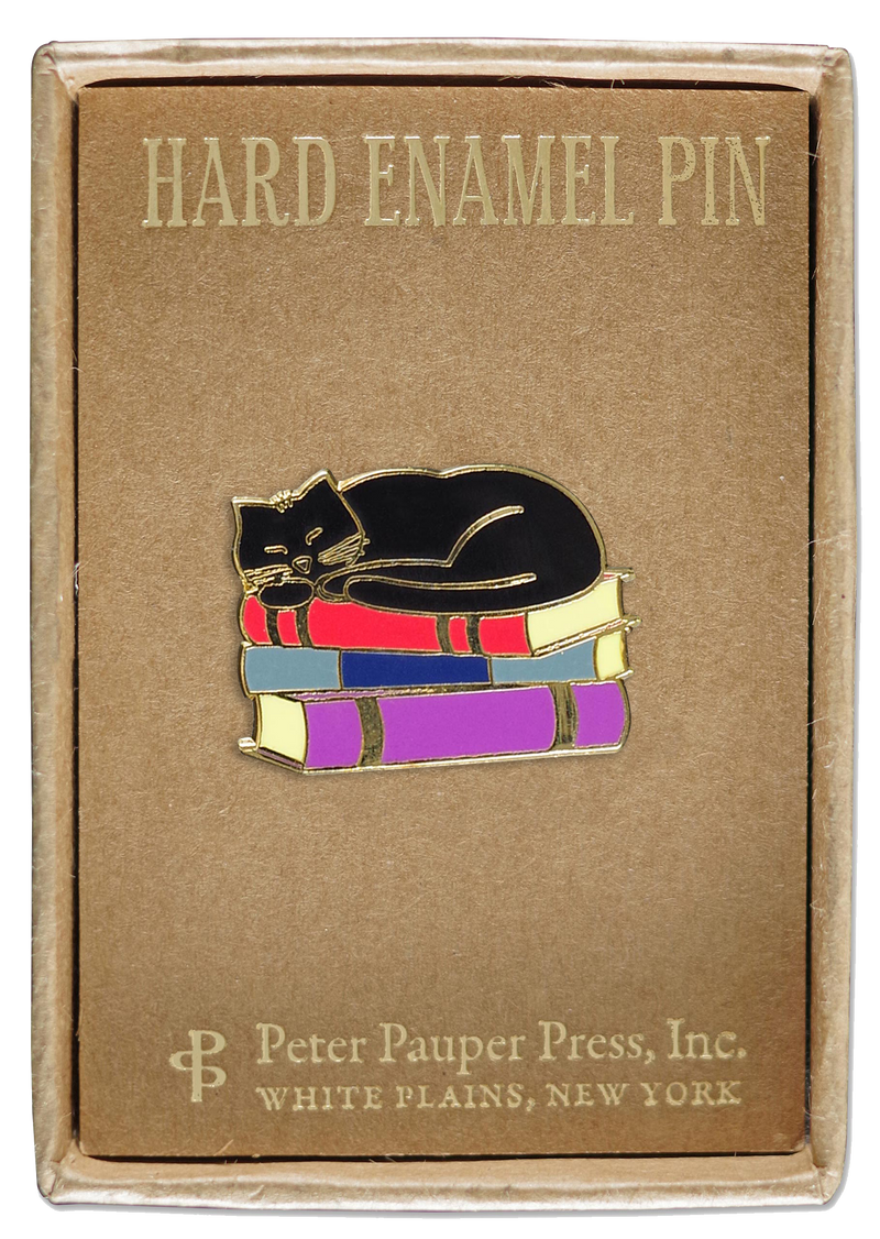 Cat with Books Hard Enamel Pin