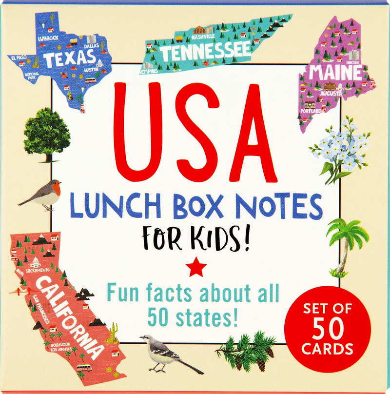 USA Lunch Box Notes for Kids! (Set of 50 Cards)