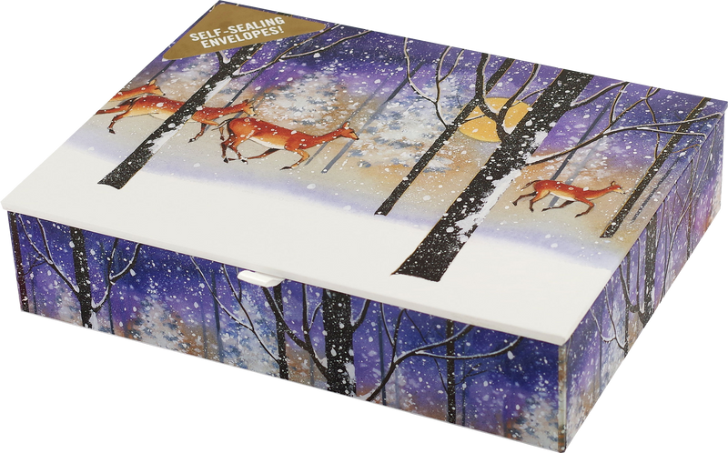 Deer in Snowfall Deluxe Boxed Holiday Cards