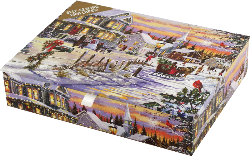 Village Sleigh Ride Deluxe Boxed Holiday Cards