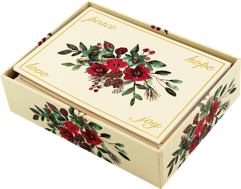 Winter Blooms and Berries Small Boxed Holiday Cards