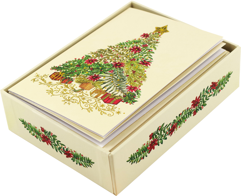 Festive Evergreen Small Boxed Holiday Cards