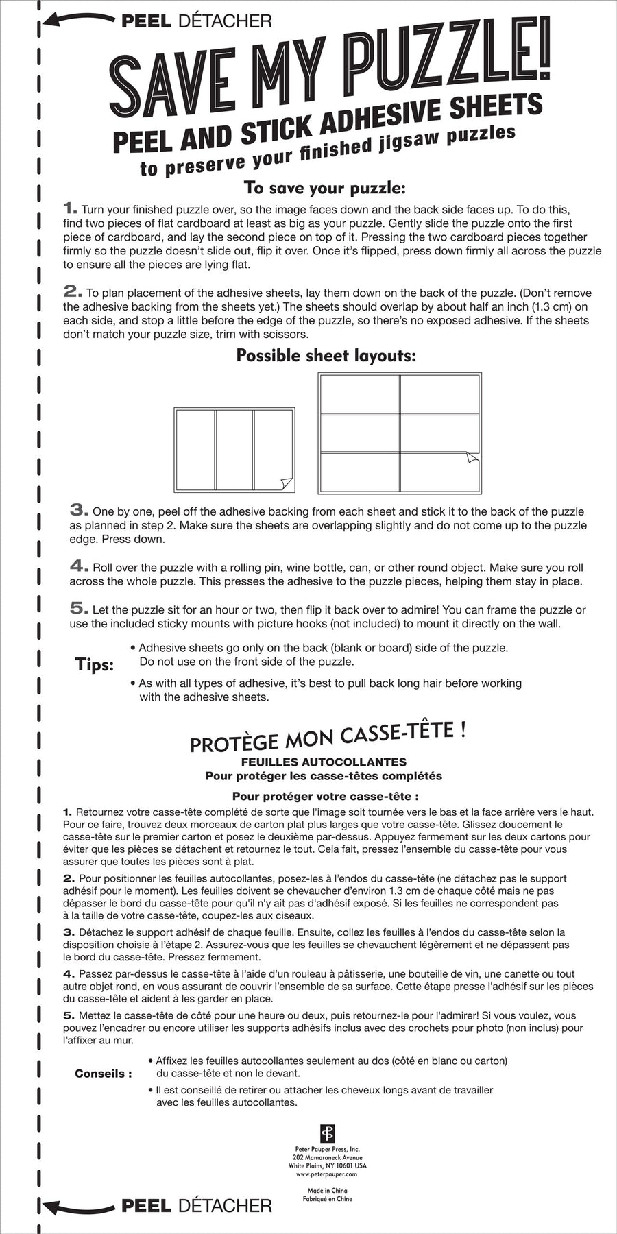 Save My Puzzle! Peel and Stick Adhesive Sheets – Peter Pauper Press