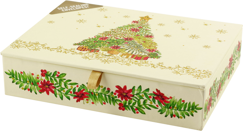 Festive Evergreen Deluxe Boxed Holiday Cards