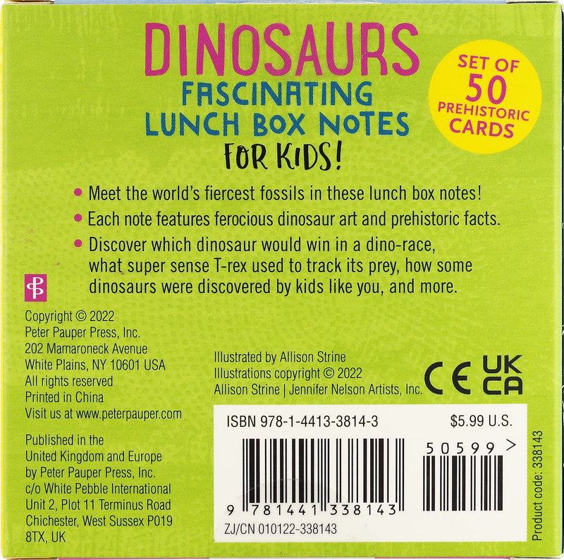 Dinosaurs: Fascinating Lunch Box Notes for Kids! (Set of 50 Cards)