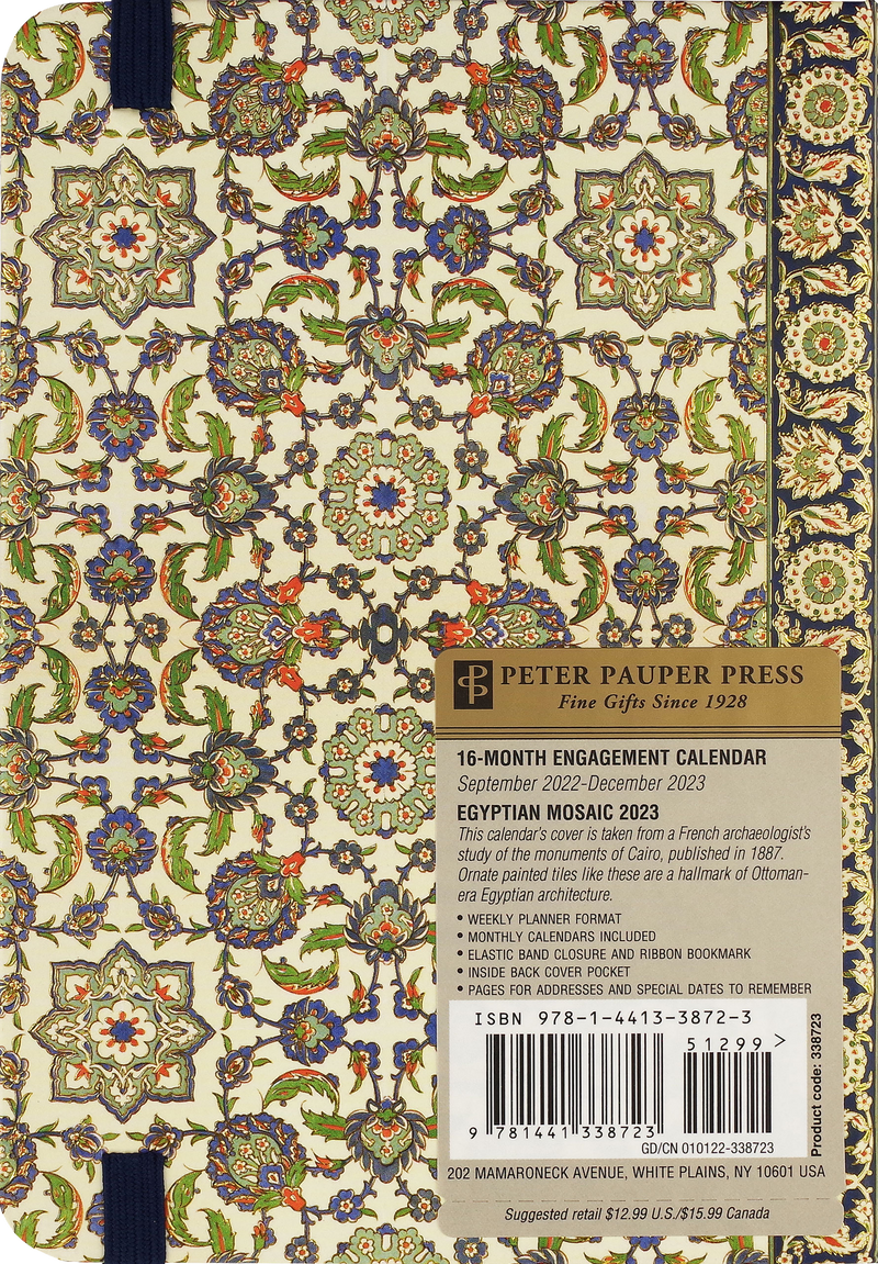 2023 Egyptian Mosaic Weekly Planner (16 months, Sept 2022 to Dec 2023)
