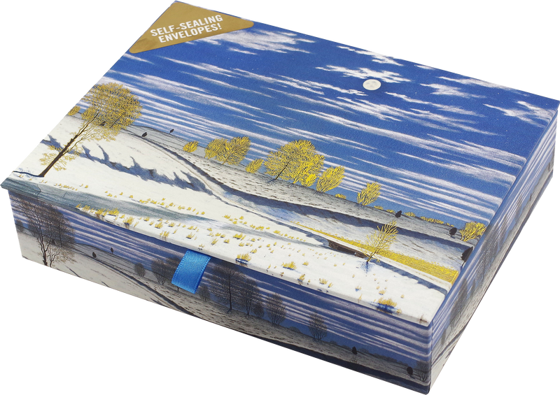 Winter Scene in Moonlight Deluxe Boxed Holiday Cards